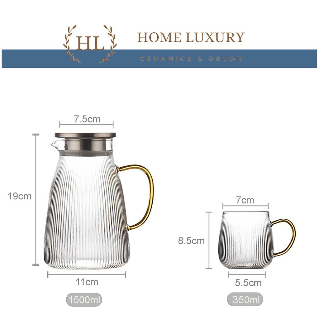 THỦY TINH BOROSILICATE SIÊU NHẸ - CHỊU NHIỆT - CƯỜNG LỰC | Bình cốc thuỷ tinh phong cách NORDIC kẻ sọc