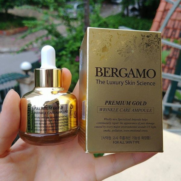 SERUM BERGAMO PREMIUM GOLD WRINKLE CARE AMPOULE 30ML TẶNG 2 MẶT NẠ JANT BLANC