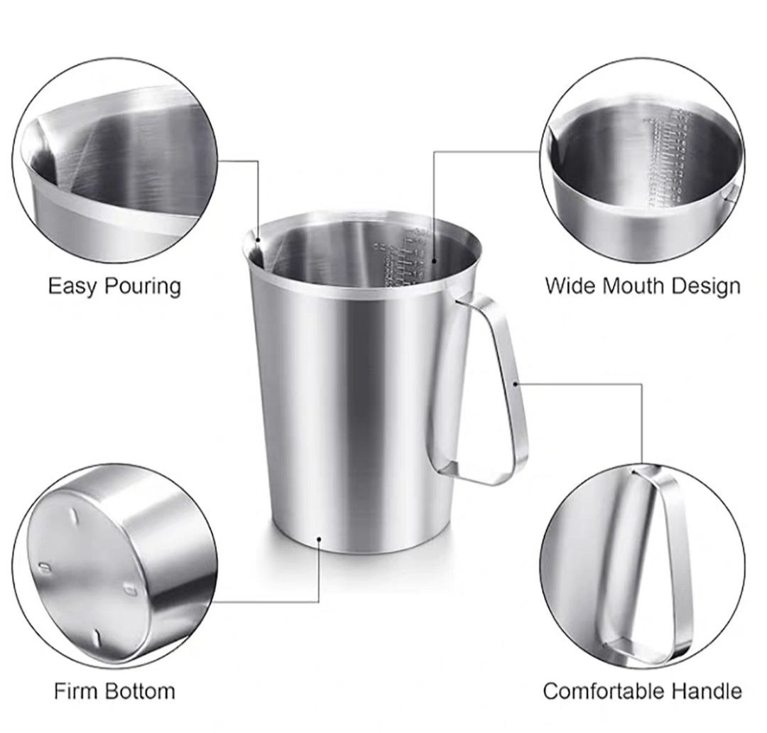 ( hàng cao cấp ) ca đánh sữa inox 304 có vạch đong 500ml, 700ml, 1L