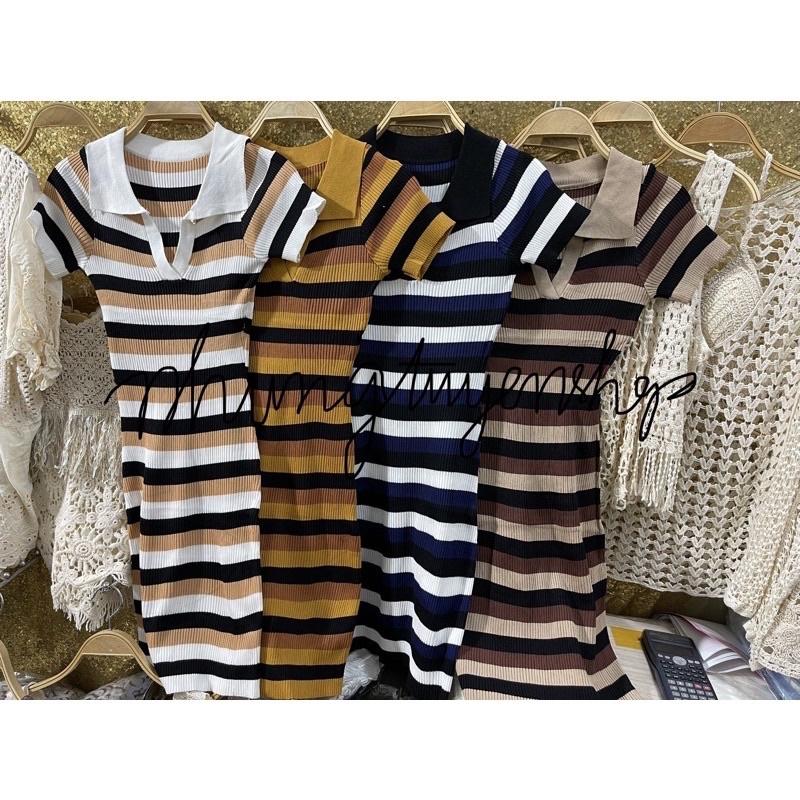 Váy Tăm Co giãn Body Có Cổ Polo Nữ