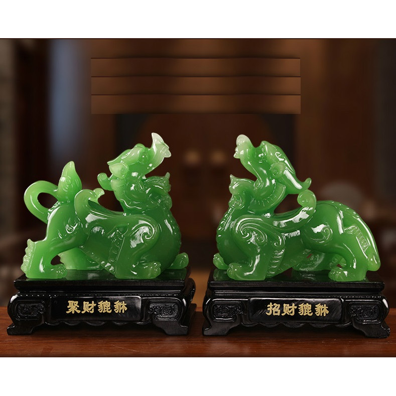 Cặp Tường Kỳ Lân Phong Thủy Màu Xanh Ngọc Bích | Tiki