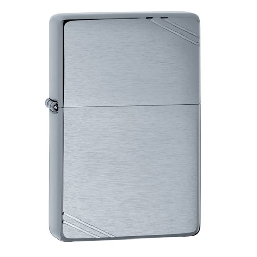 Combo 4 sản phẩm : Bật lửa Zippo Vintage Brushed Chrome 230+Xăng+Đá+Bấc