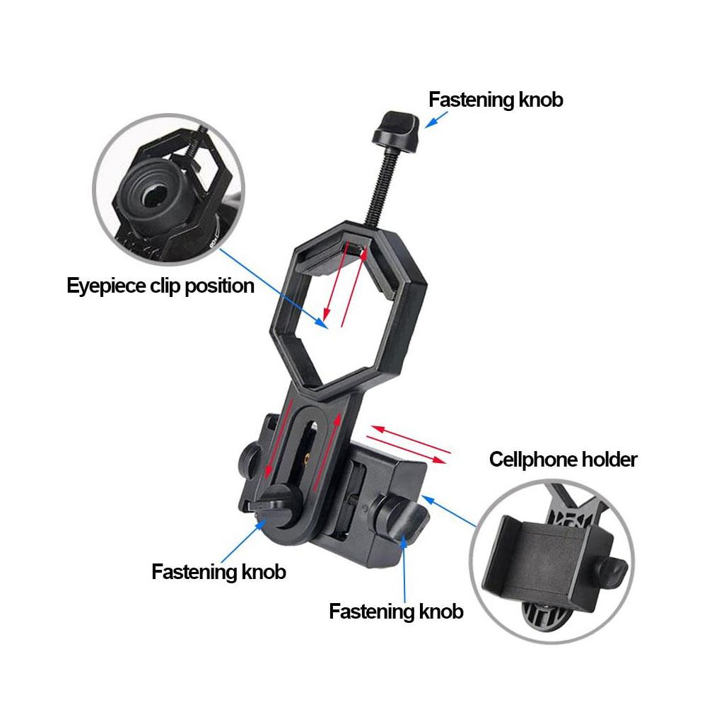Cellphone Telescope Adapter Mount Bracket Aluminum Alloy & Plastic Material Multifuctional Universal for Astronomical
