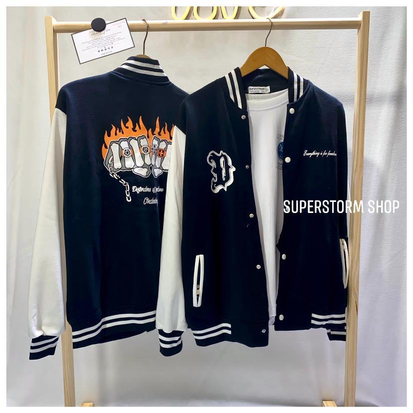 Áo khoác varisty lừa chất nỉ cotton giá siêu rẻ có video và ảnh thật, Áo Khoác bomber bóng chày basic nam nữ form rộng khoác ngoài 2 lớp dày dặn cao cấp, áo khoác hàng chuẩn bán shop