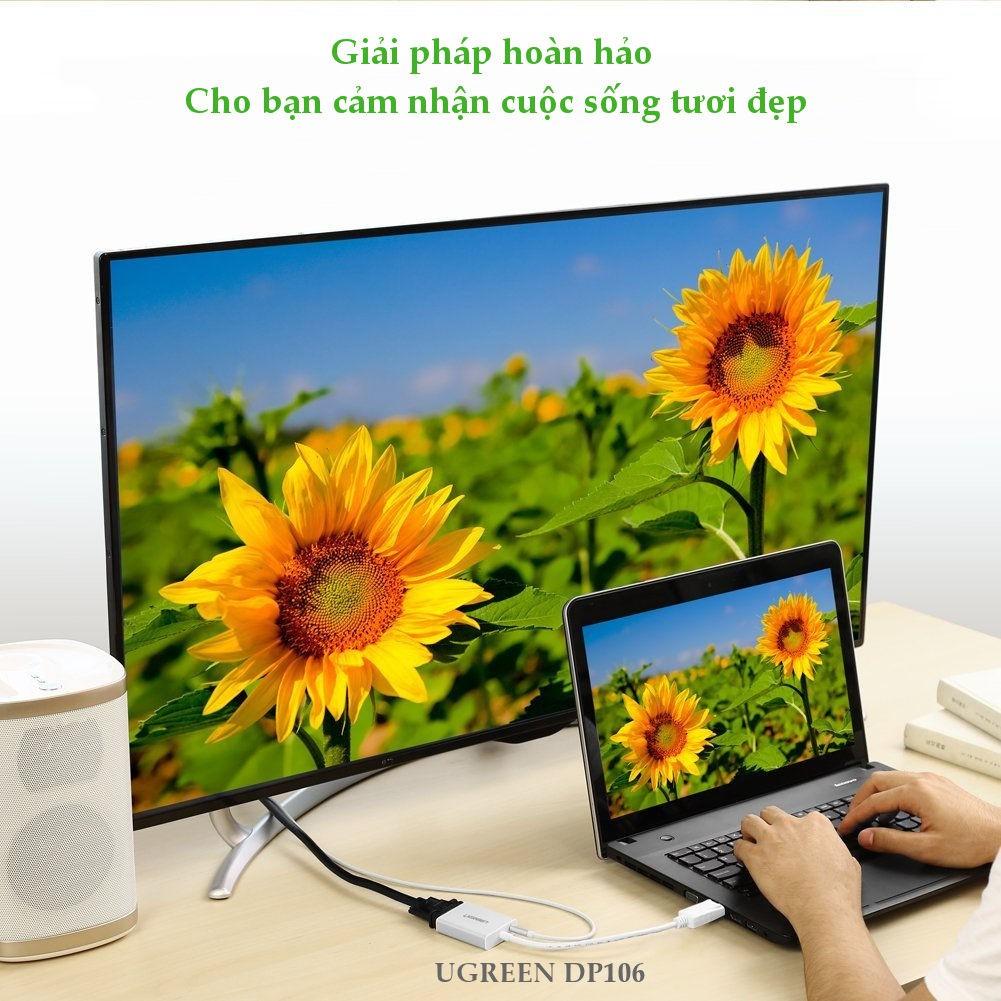 Cáp chuyển đổi Displayport male sang VGA female dài 15CM UGREEN DP106 - Hàng Chính Hãng