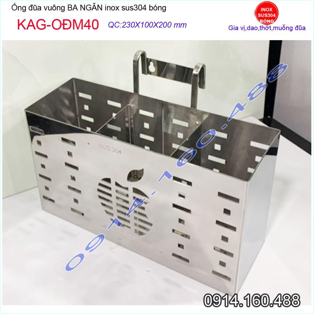 Ống đũa vuông SUS304 KAG-ODM40, Ống đựng đũa 3 inox dập khuôn cao cấp thiết kế đẹp sang trọng tinh tế từng chi tiết