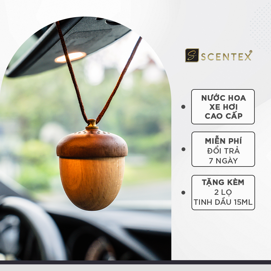 Nước hoa xe hơi cao cấp Scentex THE BELL 100% Organic, được làm từ gỗ Hoàng Đàn tự nhiên, sản phẩm thiết kế dạng dây treo tiện lợi và dễ dàng lan tỏa hương thơm - Hàng Chính Hãng