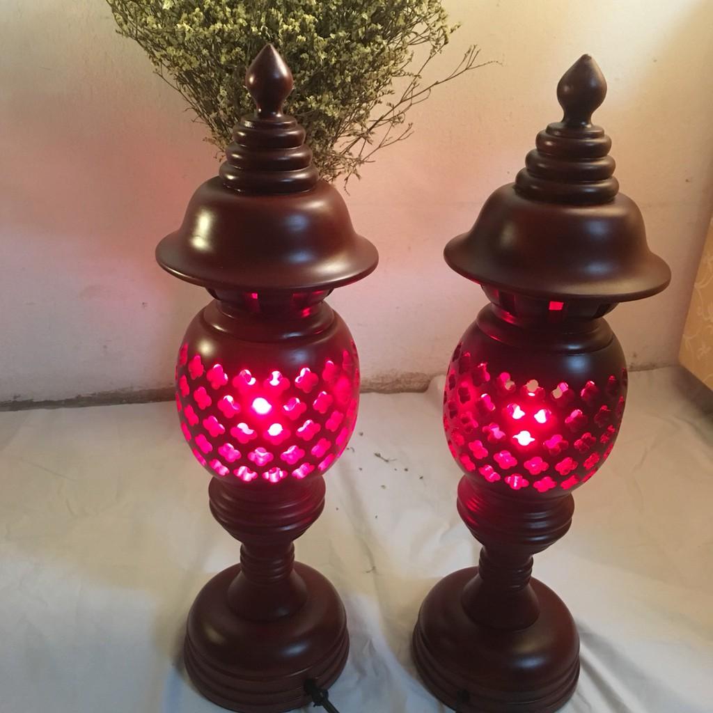 BỘ ĐÈN THỜ PHONG THỦY GỖ HƯƠNG CAO CẤP SIZE 48CM