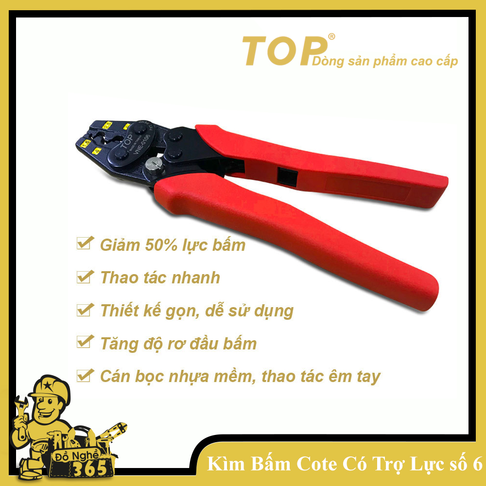 Kìm bấm đầu cote nhanh trợ lực số 06 TOP kìm bấm cos (1.5 - 6mm2)