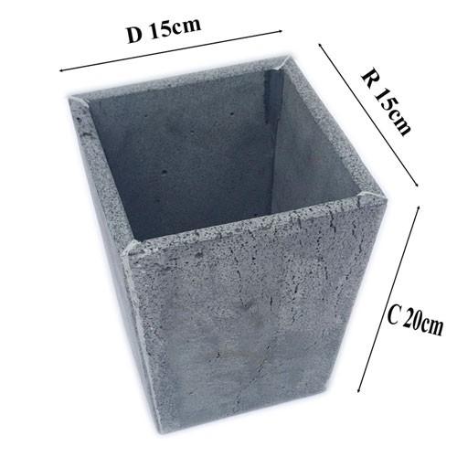 Chậu trồng hoa vuông 15x15cmx cao 20cm handmade đá ong xám