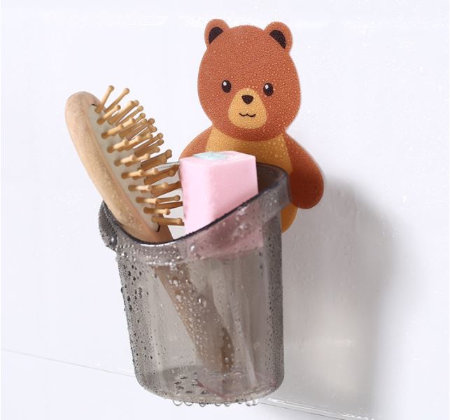 Cốc gấu đựng bàn chải kem đánh răng, Cốc gấu dán tường siêu dính