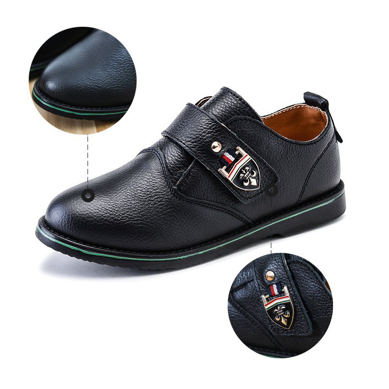 Giày da màu đen cho bé trai - Giày tây mặc vest siêu sang cho bé 5 - 15 tuổi phong cách Hàn Quốc GE77