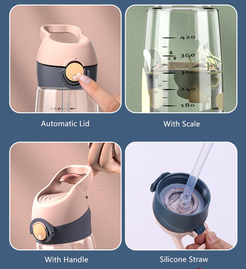480Ml Hoạt Hình Nhựa Tritan Kid Bình Nước Có Ống Hút Chống Rò Rỉ Không Chứa BPA Bền Trẻ Em Bình Tập Uống Kid sippy Cup Tặng