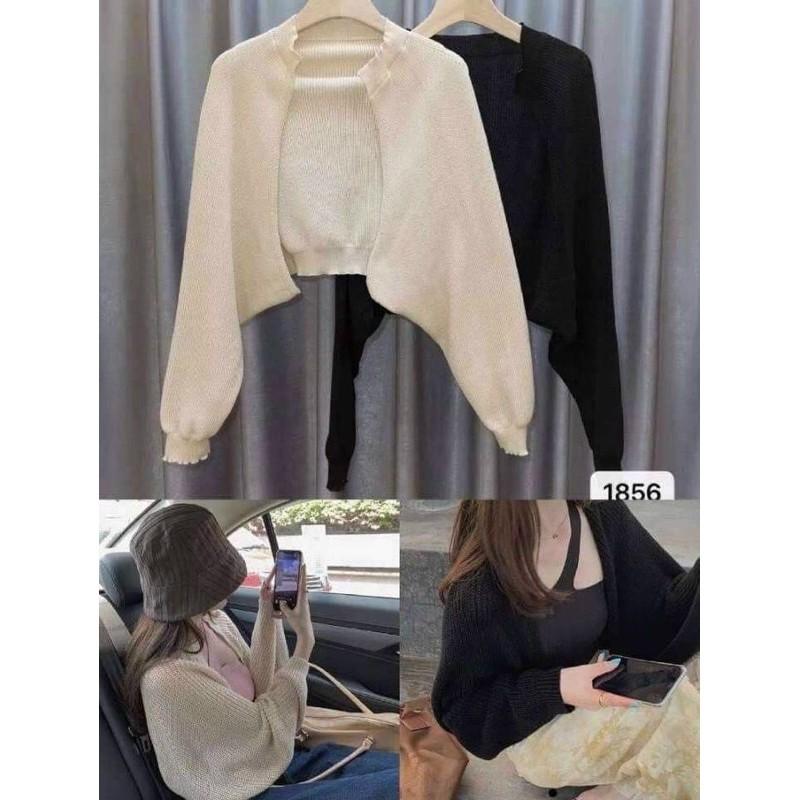 áo khaocs croptop cánh dơi bo tay phồng chất len thun gân cáo cấp-G5B