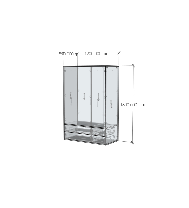 HAPPY FURNITURE , ZACY - Tủ quần áo 3 cửa mở 4 ngăn kéo, TCM_208 , 120cm x 59cm x 180cm DxRxC, Sản phẩm phổ thông