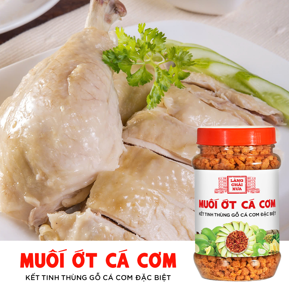 Muối ớt cá cơm Làng Chài Xưa kết tinh thùng gỗ, cá cơm đặc biệt thơm ngon hủ 180g