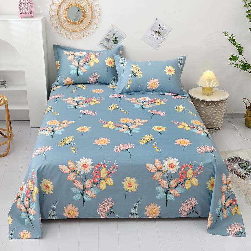 1Pc 100% Cotton Nguyên Chất Tấm Phẳng Nữ Hoàng Kích Thước Ga Gối Dùng Cho Giường Đôi Phong Cách Hoạt Hình Chăn Ga Gối Đầu Tờ (áo Gối Cần Đặt Hàng)