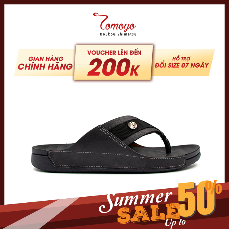 Dép Xỏ Ngón Nam Da Bò Nappa Cao Cấp Tomoyo TMD30400