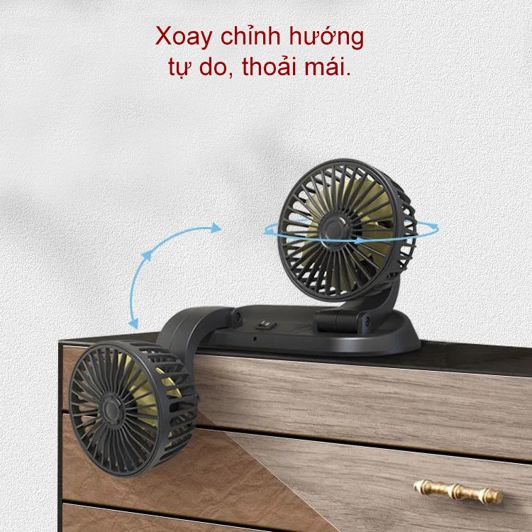 Quạt mát trên oto xe hơi gió mạnh xoay đa hướng - AGD9212