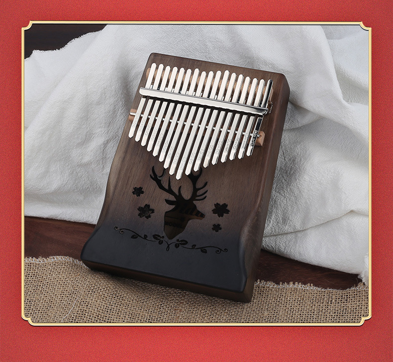 Đàn Kalimba Gỗ 17 Phím I Khắc Hình Tuần Lộc I Nhạc Cụ Gỗ Du Dương Cho Người Mới Bắt Đầu