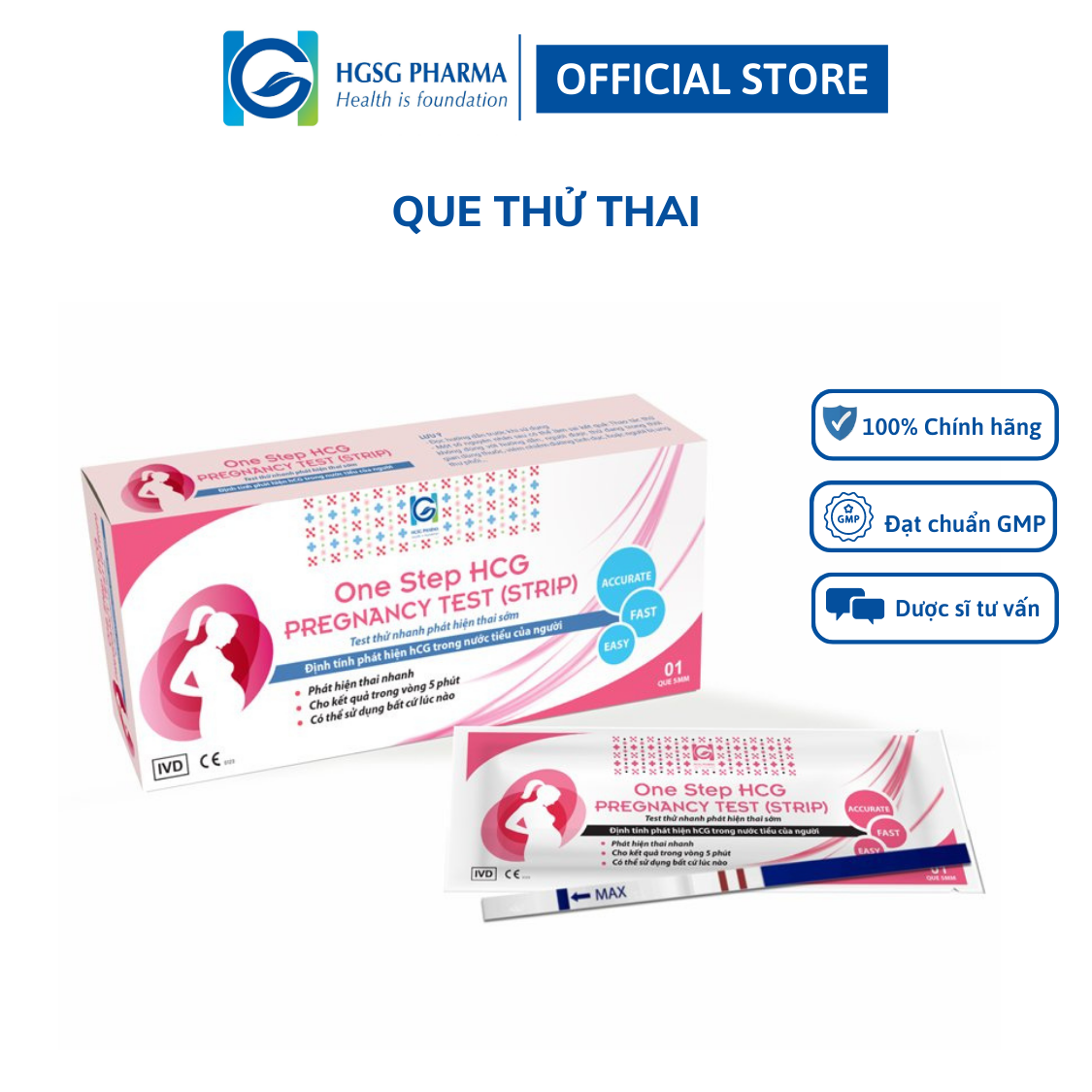 Que thử thai ONE STEP HCG PREGNANCY TEST (Hộp 1 que)