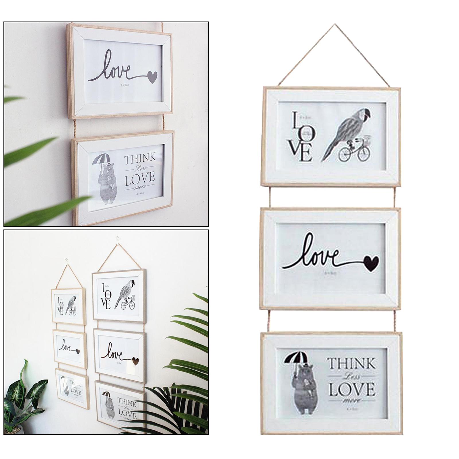 3x 4x6 inch / 5x7 inch Picture Frames for Wall Hanging 6 inch  wood color