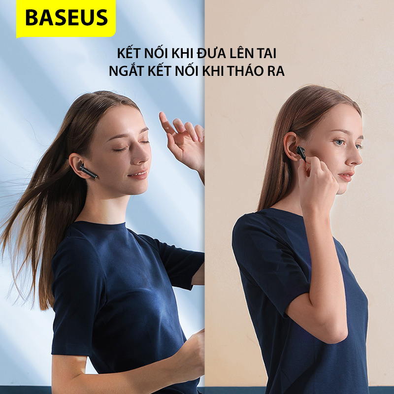 Tai nghe True Wireless Baseus Encok True Wireless Earphones W05 (Bluetooth 5.0, 4h sử dụng liên tục, cảm biến tiệm cận) - Hàng chính hãng