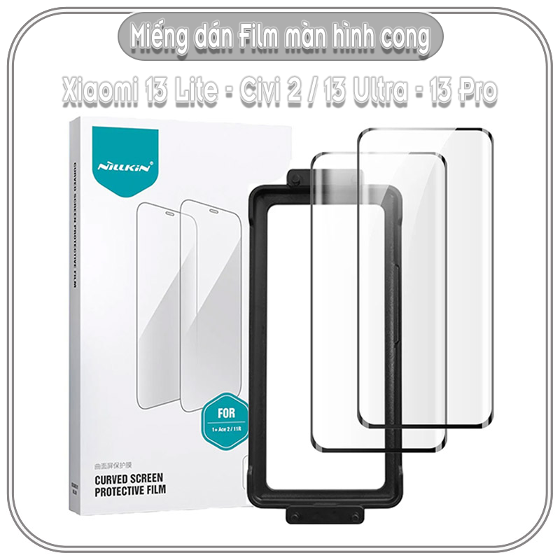 Bộ 2 miếng dán Nillkin có khung tự dán cho Xiaomi 13 Lite - 13 Pro - 13 Ultra, Impact Resistant Curved Film - Hàng Nhập Khẩu