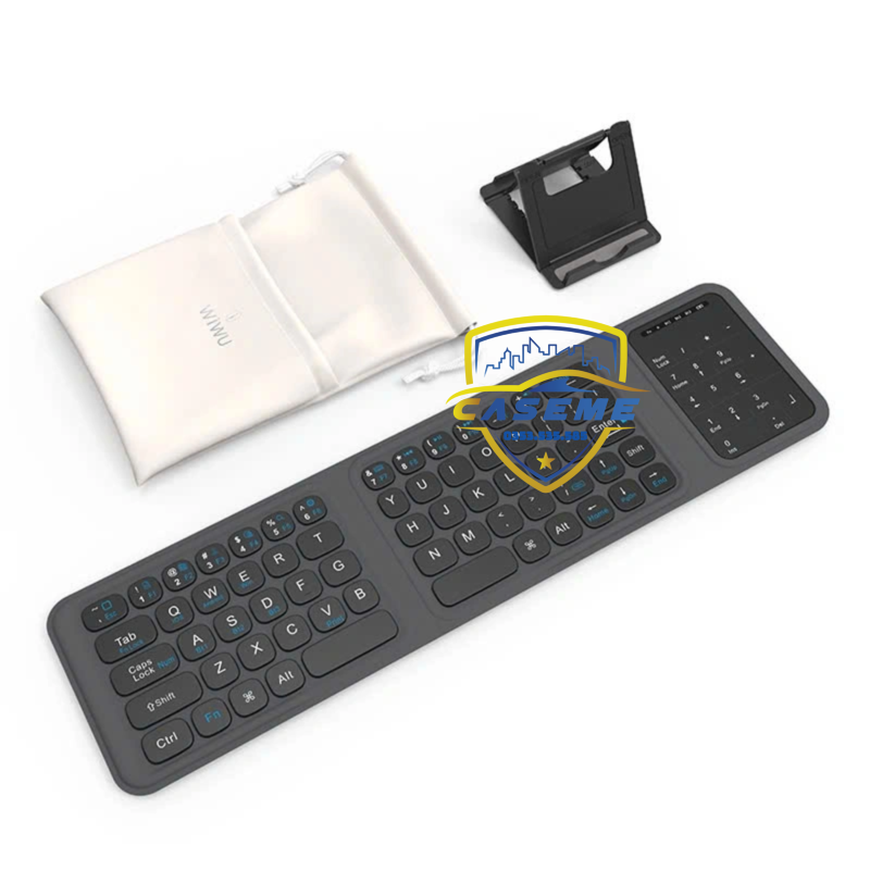 Bàn Phím Bluetooth Gập Gọn hiệu Wi WU FMK-05 – Kết Nối Nhanh V5.2, Kèm Túi Đựng &amp; Giá Đỡ, Pin 40 Giờ – Hàng Nhập Khẩu