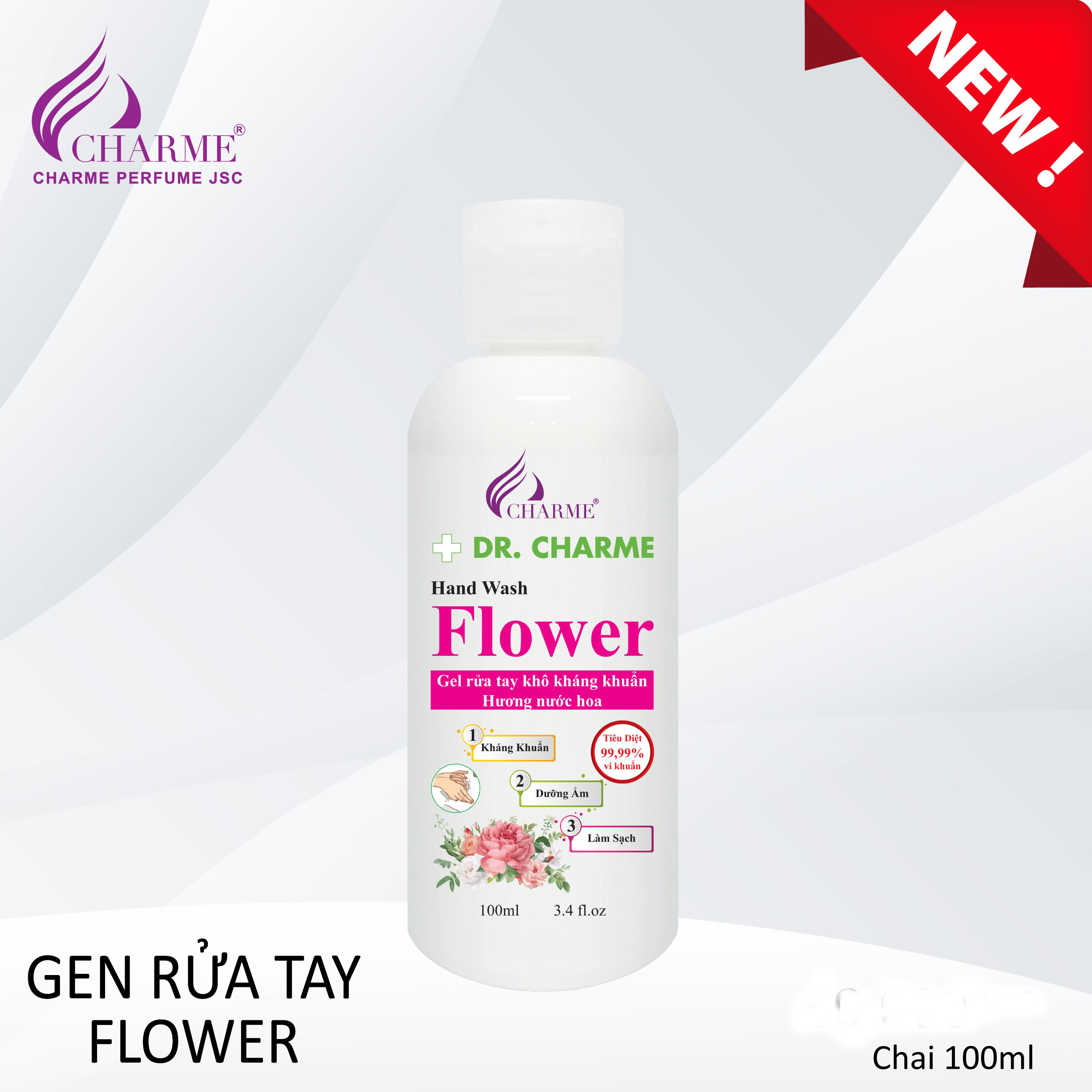 Gel Rửa Tay Khô Kháng Khuẩn Dr. Charme Flower