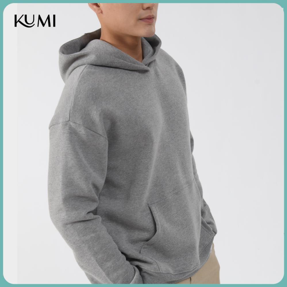 Áo Hoodie Nam Dài Tay Có Mũ Chất Nỉ Bông Cao Cấp Kumi, Áo Nỉ Nam Basic Có Mũ Thời Trang Trẻ Trung Năng Động - Ghi