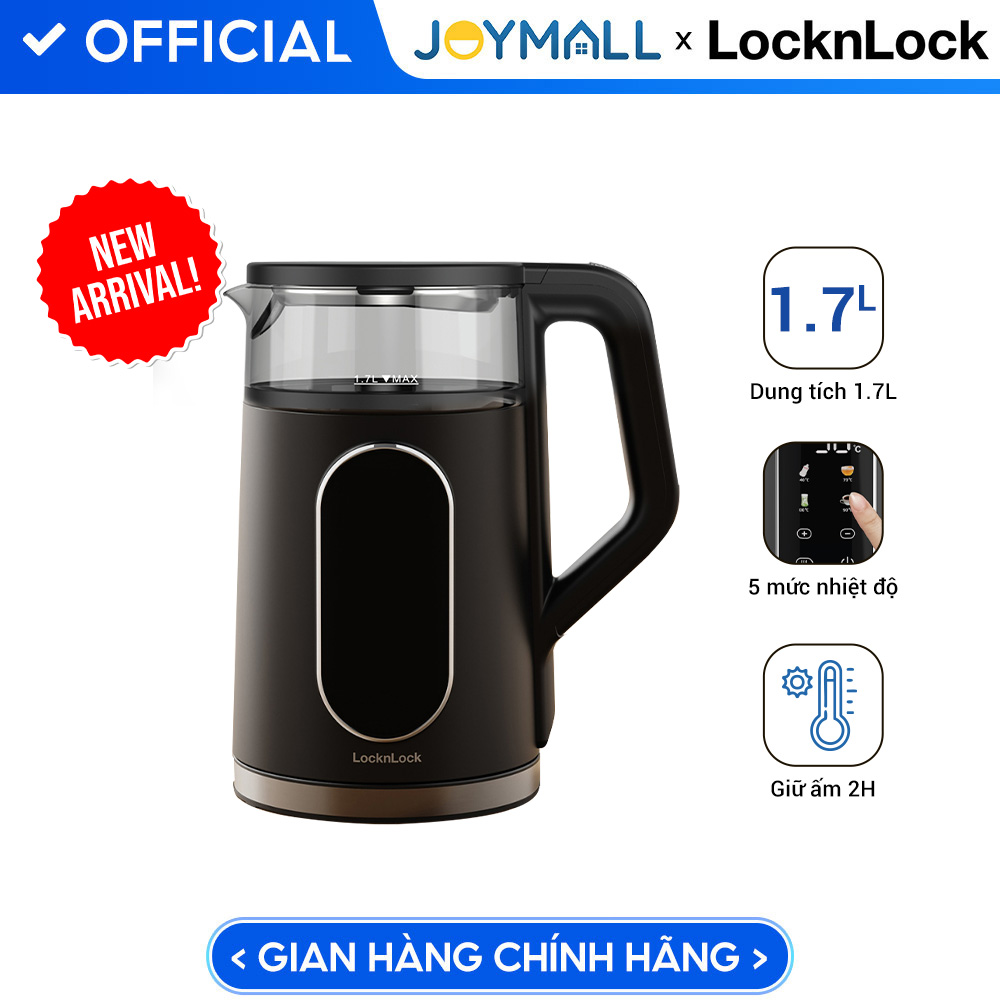 Ấm Đun Siêu Tốc LocknLock EJK286BLK 1.7L, Hàng Chính Hãng, 5 Chế Độ Nhiệt, Giữ Ấm 2 Giờ - JoyMall