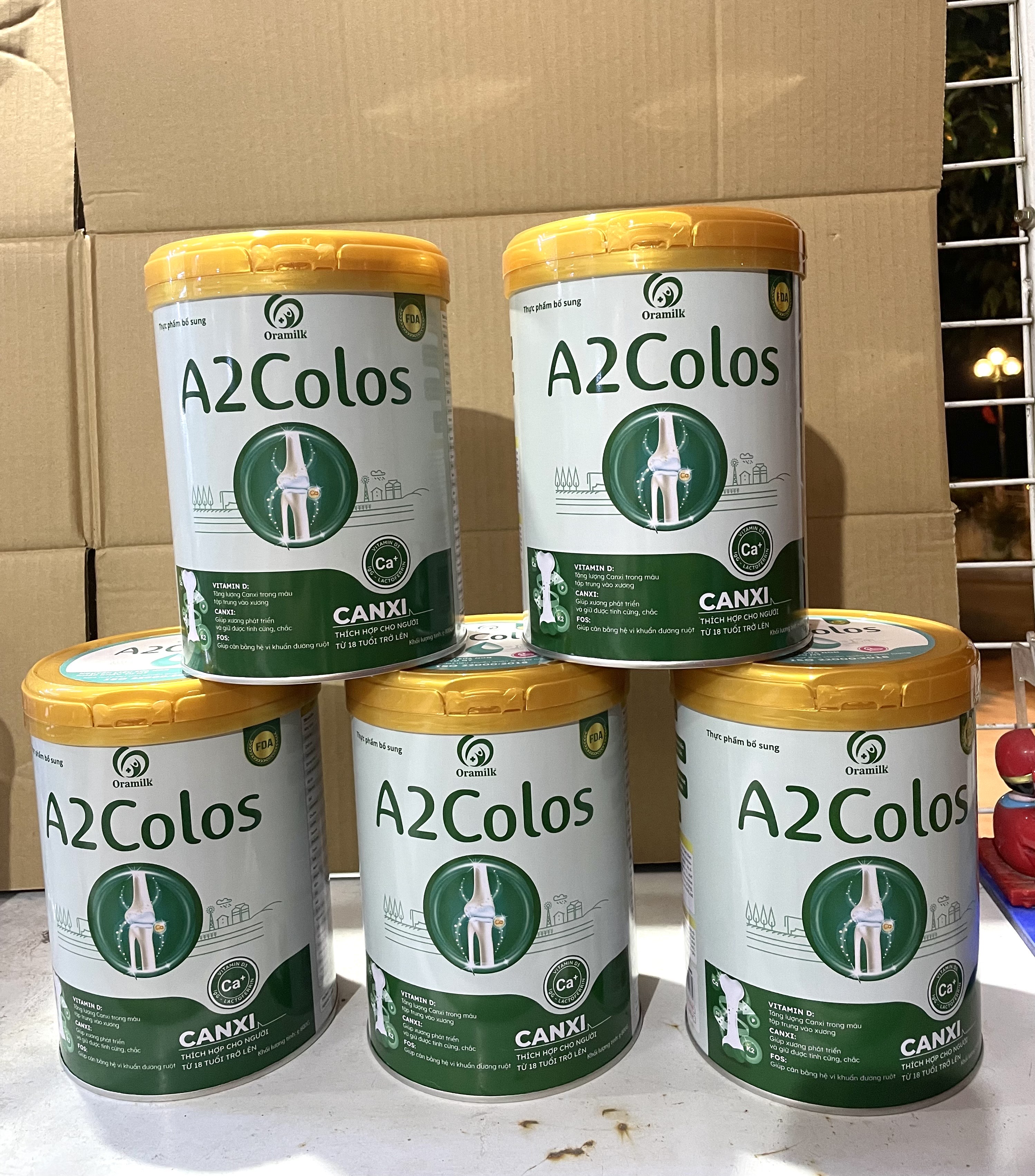 Combo 5 lon Sữa bột A2Colos Canxi lon 800g - Thích hợp cho người từ 18 tuổi trở lên
