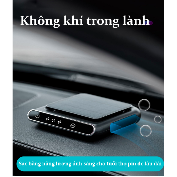 Máy lọc không khí thông minh không dây sử dụng Pin năng lượng mặt trời hoặc cổng USB - Nội thất ô tô