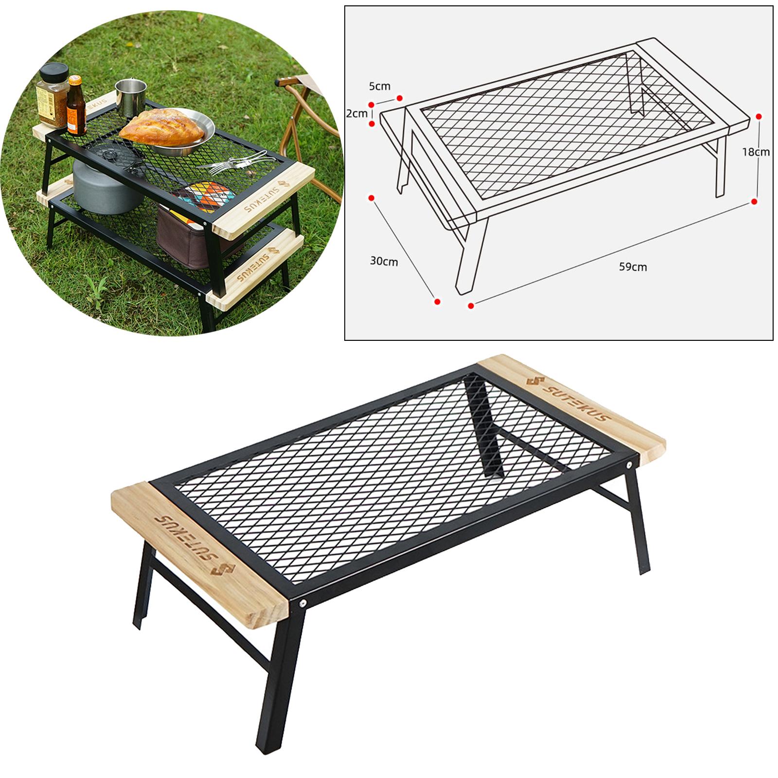 Iron Outdoor Indoor Folding Net Table Lightweight Camping BBQ Backyard