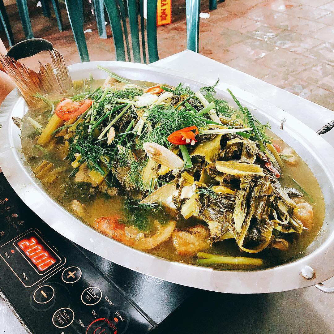 Khay lẩu cá chép om dưa dùng được tất cả các loại bếp nhiệt bếp từ, bếp ga , điện