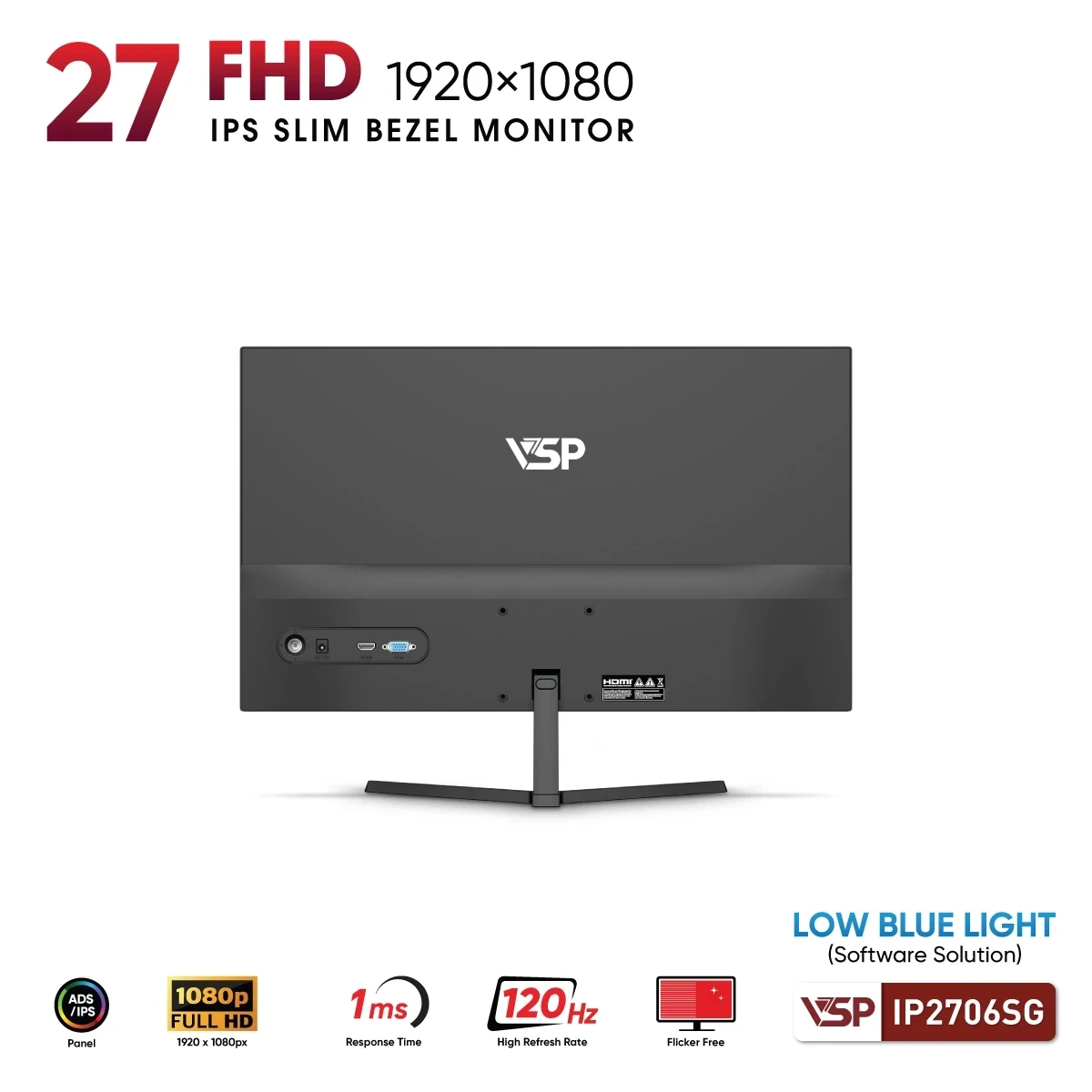 Màn Hình VSP IP2706SG (27 inch / IPS / FHD / 120Hz / 1ms) - Hàng Chính Hãng