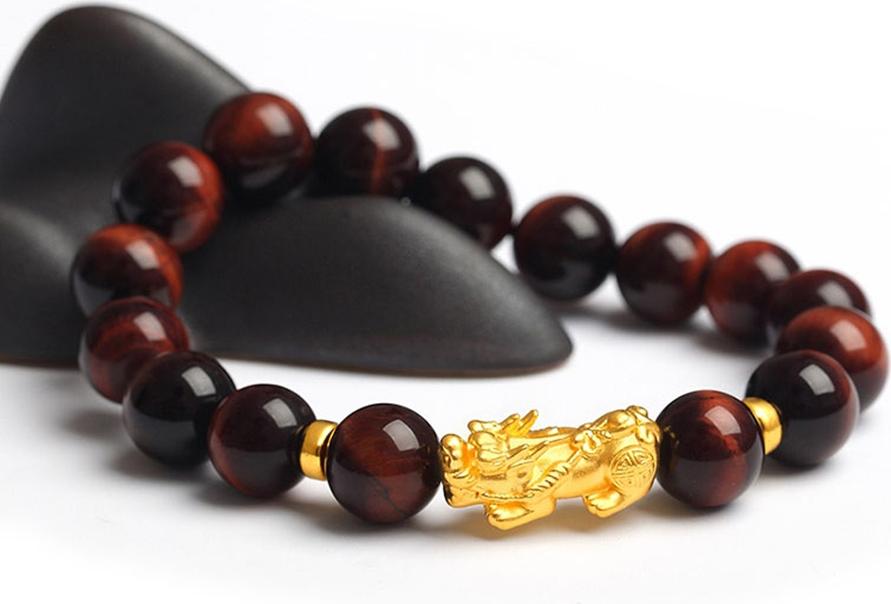 Vòng Tay Tỳ Hưu Đá Opal Mắt Hổ Đỏ Tự Nhiên 10mm
