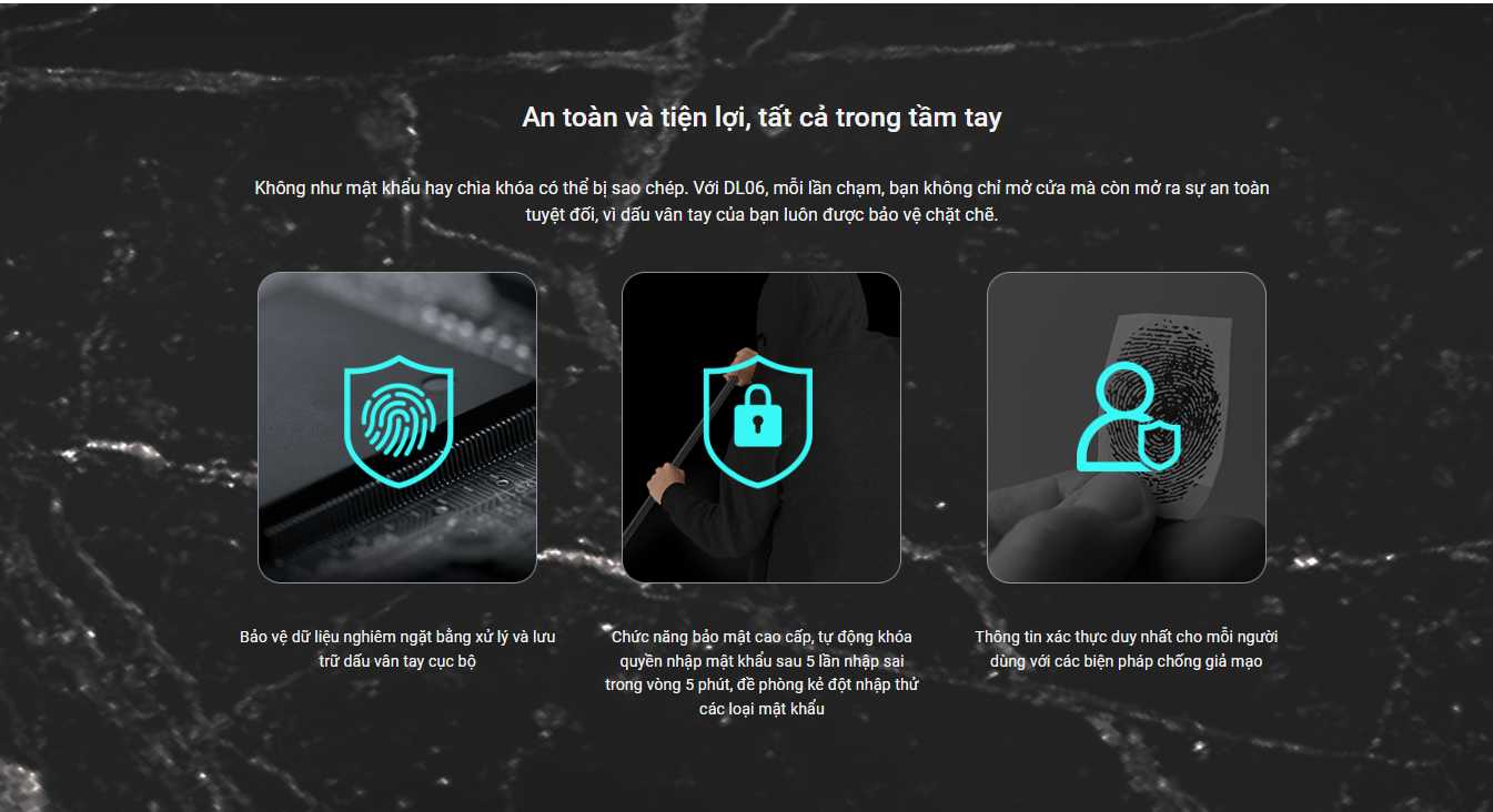 Khóa cửa vân tay thông minh EZVIZ DL06 Báo chống trộm, 5 lớp bảo mật - Hàng chính hãng