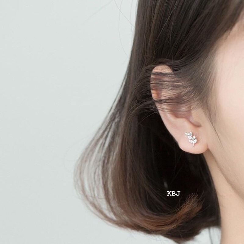 Hoa Tai Nhành Lá XinhBạc Hiểu Minh HT286