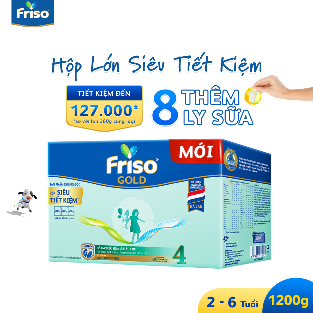 Sữa Bột Friso Gold 4 Hộp Giấy 1200G (Dành cho trẻ 2 - 6 tuổi)