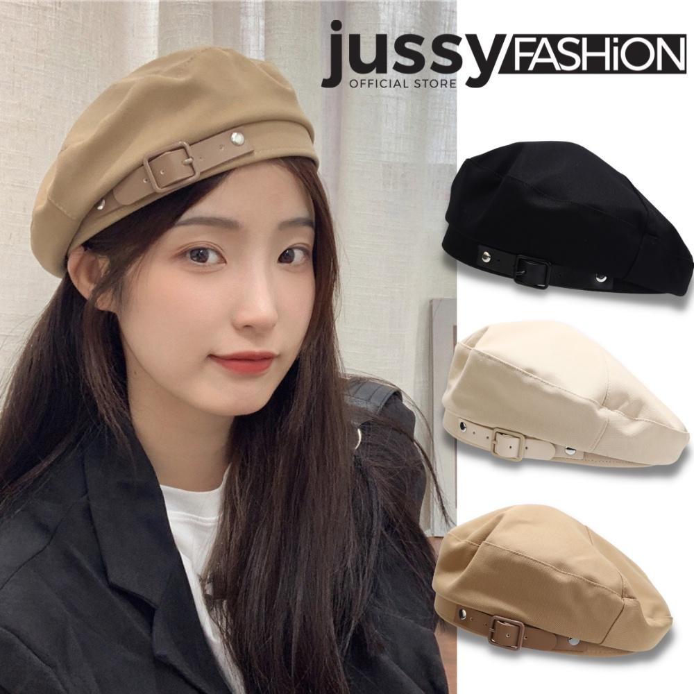 Mũ Nồi Khóa Da Cao Cấp Jussy Fashion Kiểu Mũ Beret Nữ Chất Vải Nỉ 2 Lớp Màu Sắc Vintage Phong Cách Hàn Quốc