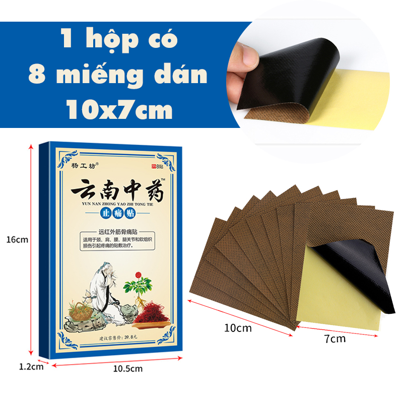 16 Miếng Dán Giảm Đau Mỏi Vai Gáy Lưng Thảo Dược, Cao Dán Massage Nhiệt Và Chai Xịt Giảm Đau 80ml Leagxi