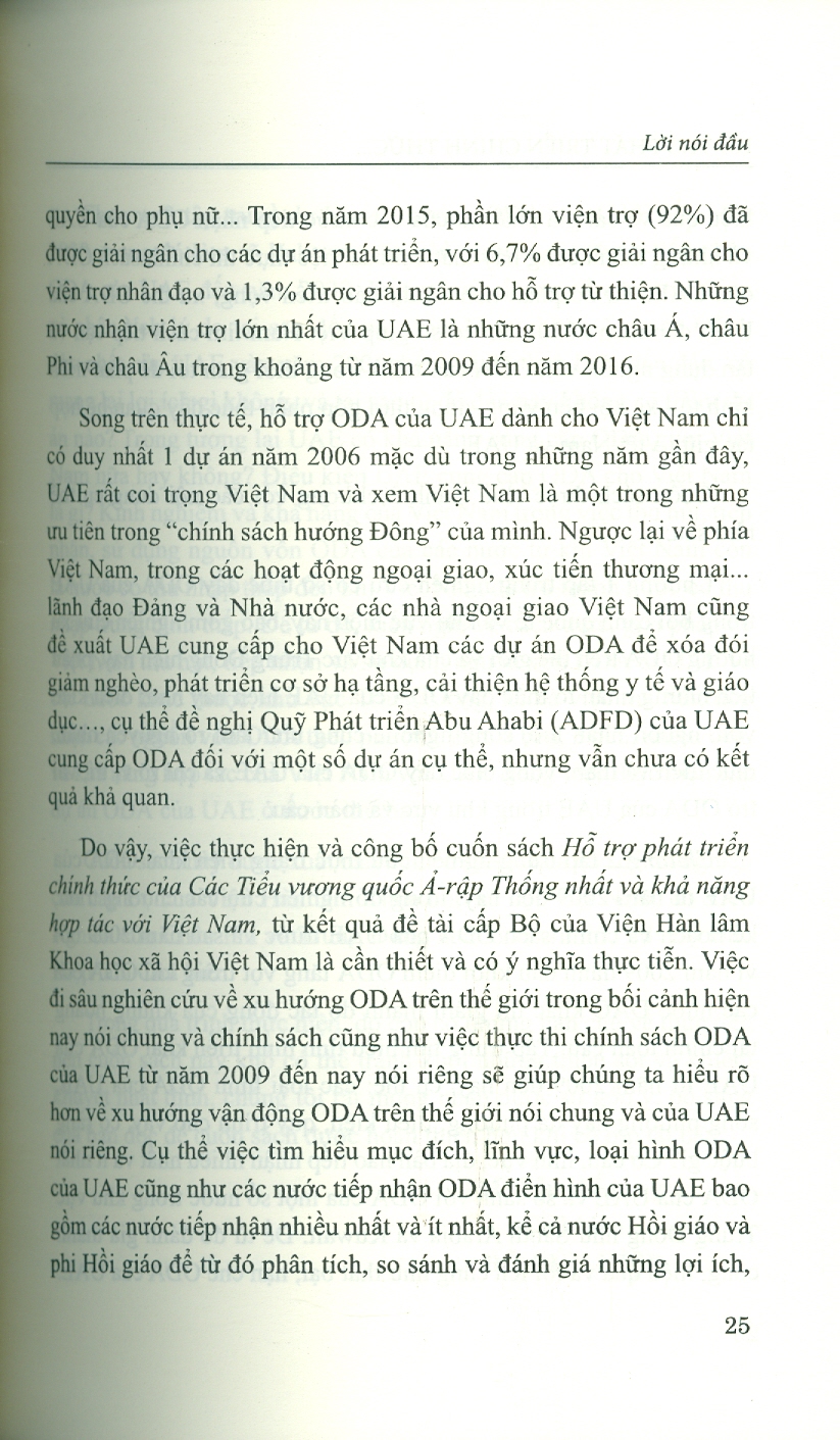 Hỗ Trợ Phát Triển Chính Thức Của Các Tiểu Vương Quốc Ả-Rập Thống Nhất Và Khả Năng Hợp Tác Với Việt Nam (Sách chuyên khảo) - Đỗ Đức Hiệp (Chủ biên)