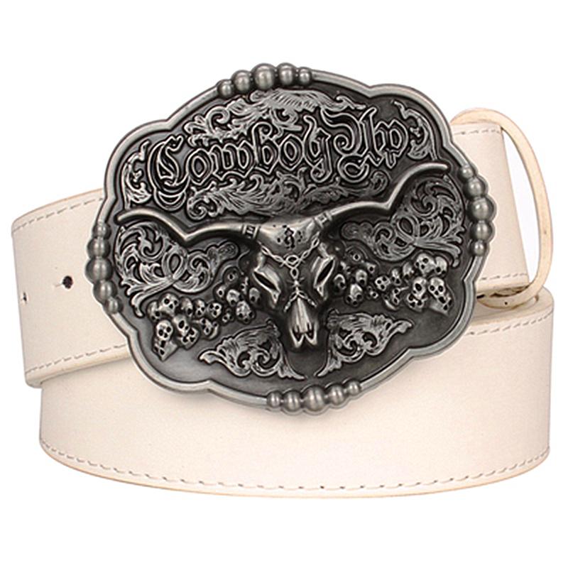 Thoáng Mát Texas Nam Da Bò Tauren Vintage Thắt Lưng Nam Hoang Dã Tây Da Bò Phong Cách Dây Thắt Lưng Nam Da Bò Đầu Lâu Eo quần Jean Dây Đeo