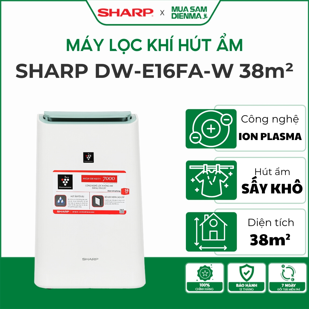 Máy Lọc Không Khí Và Hút Ẩm Sharp Dw - E16Fa - W 3L Trắng - Hàng Chính Hãng