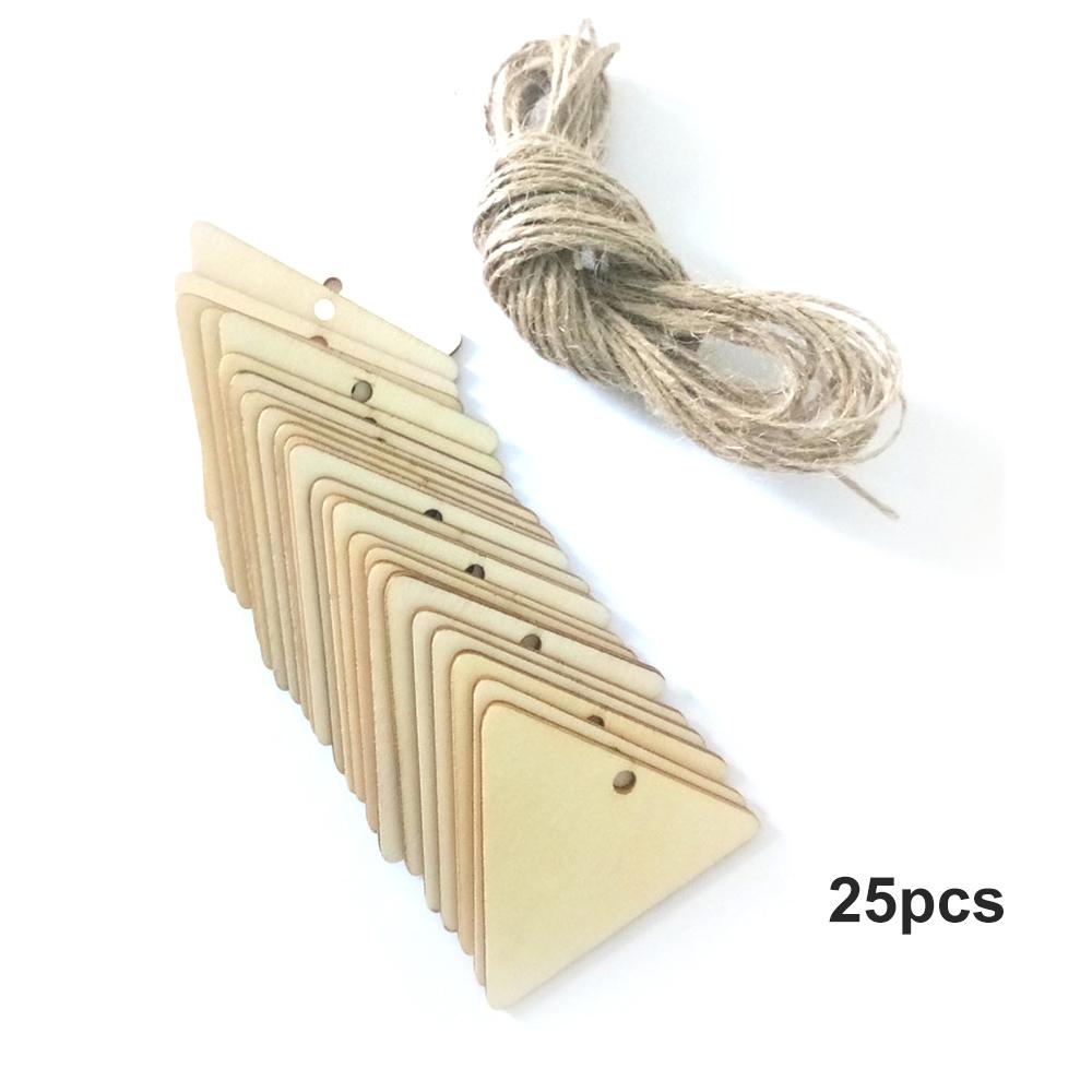 Bộ 25 Thẻ Gỗ Tam Giác Kèm Dây Rơm Tự Làm Trang Trí Đám Cưới