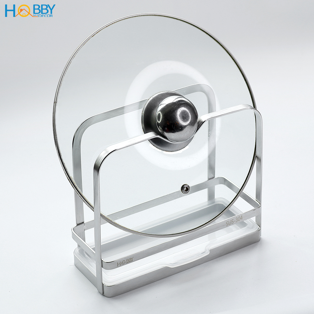 Kệ để nắp vung nồi thớt cho ráo nước khi nấu HOBBY TT06 - Inox 304 kèm khay nhựa hứng nước