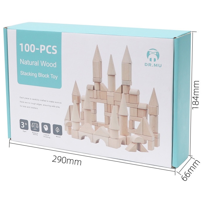 Bộ 100 khối gỗ xếp hình lâu đài