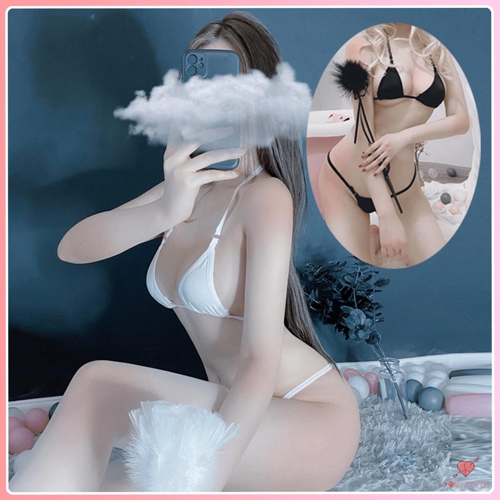 Bộ Bikini Cột Dây Phối Thun Co Giãn Sexy Gợi Cảm | Toy18plus